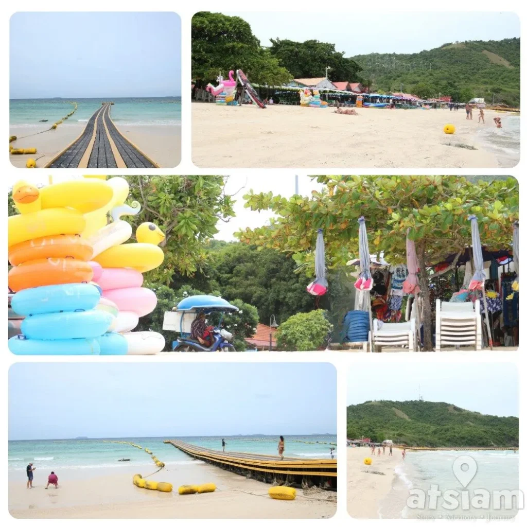 หาดแสม เกาะล้าน หาดยาว มุมถ่ายรูปเยอะ มีทั้งสะพานเขียวและถ้ำลับ