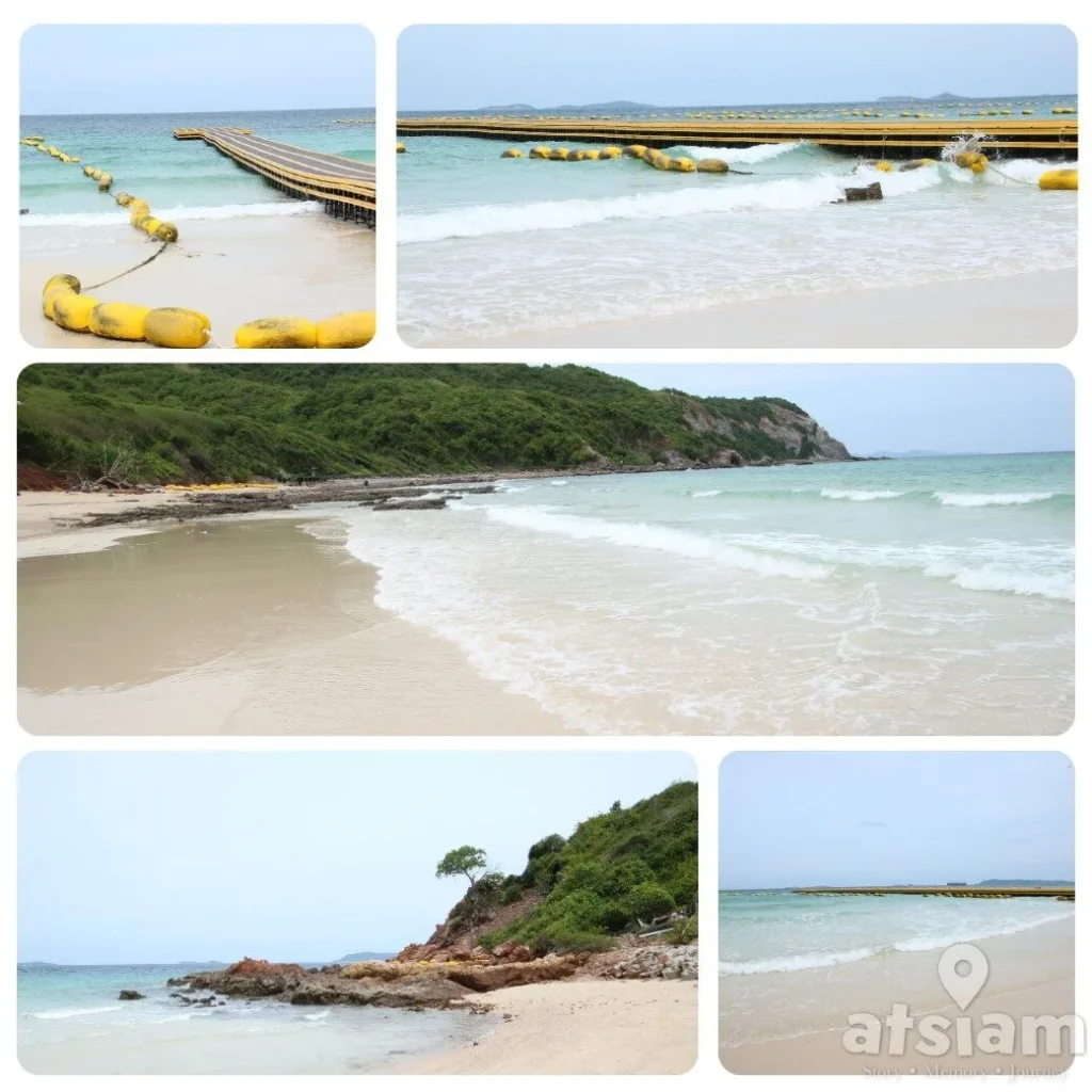 หาดแสม เกาะล้าน หาดยาว มุมถ่ายรูปเยอะ มีทั้งสะพานเขียวและถ้ำลับ