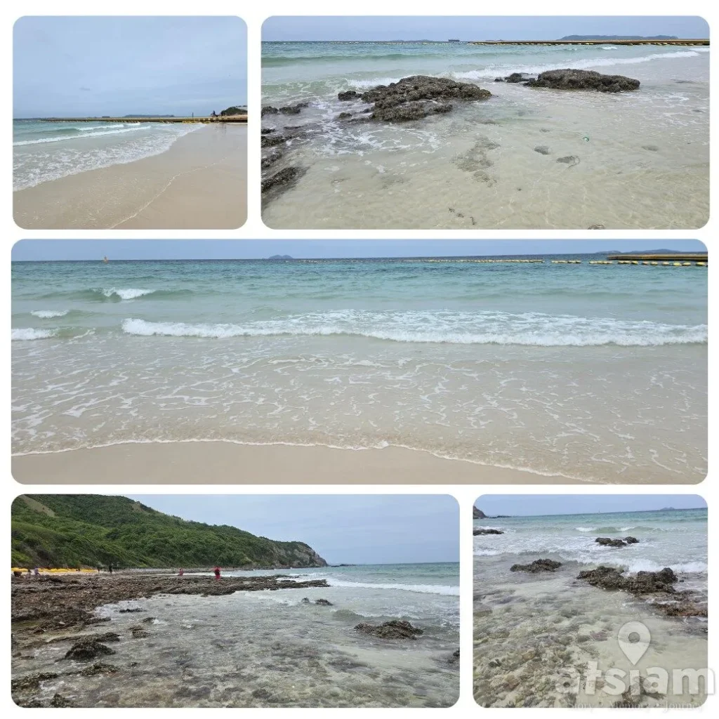 หาดแสม เกาะล้าน หาดยาว มุมถ่ายรูปเยอะ มีทั้งสะพานเขียวและถ้ำลับ