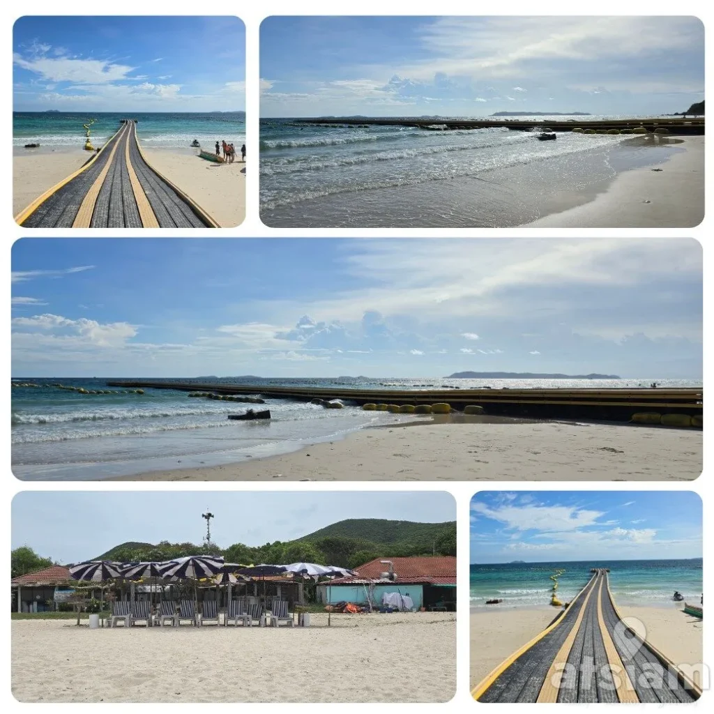 หาดแสม เกาะล้าน หาดยาว มุมถ่ายรูปเยอะ มีทั้งสะพานเขียวและถ้ำลับ