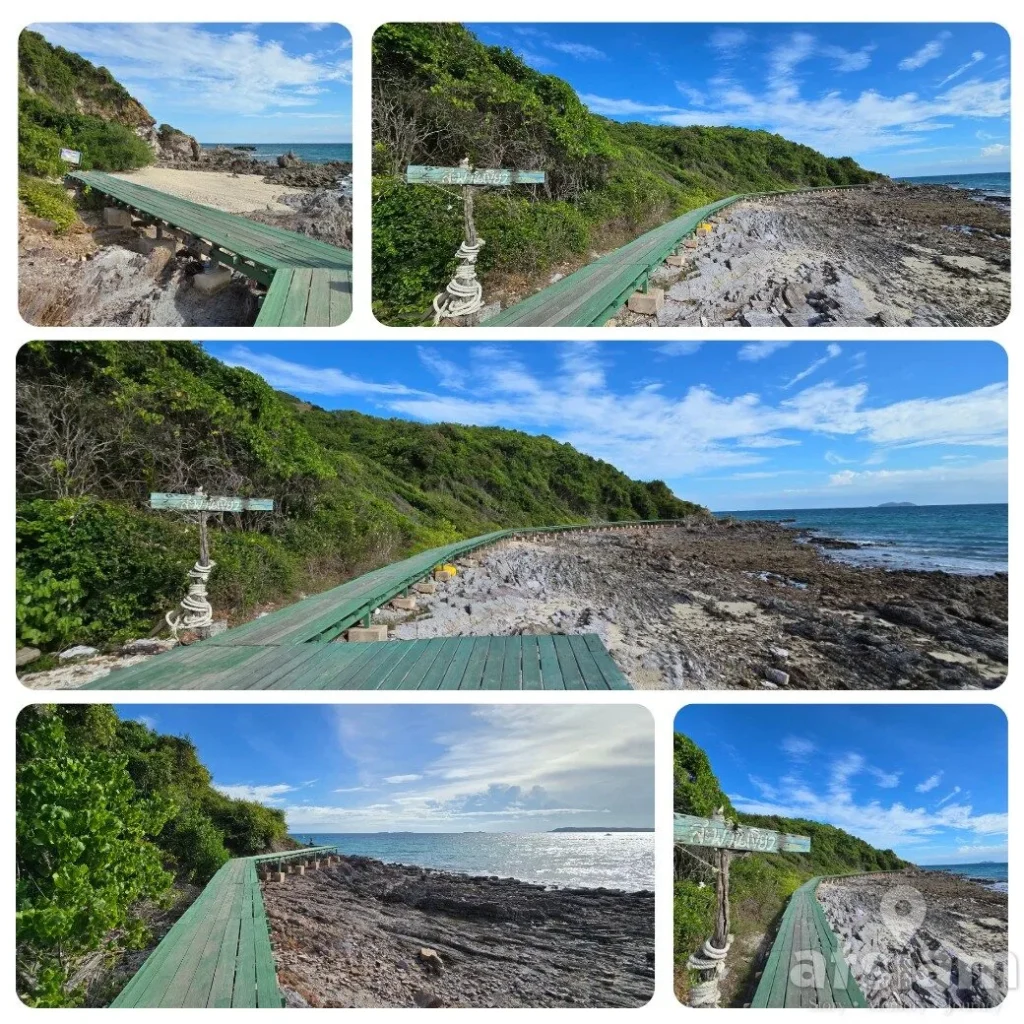 หาดแสม เกาะล้าน หาดยาว มุมถ่ายรูปเยอะ มีทั้งสะพานเขียวและถ้ำลับ