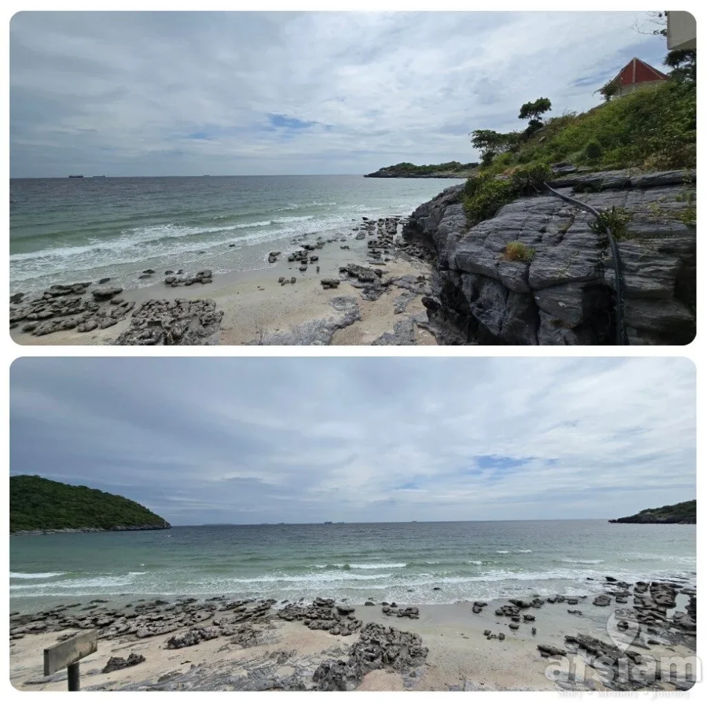 หาดถ้ำพัง เกาะสีชัง หาดโค้งสวย น้ำใส เล่นน้ำได้