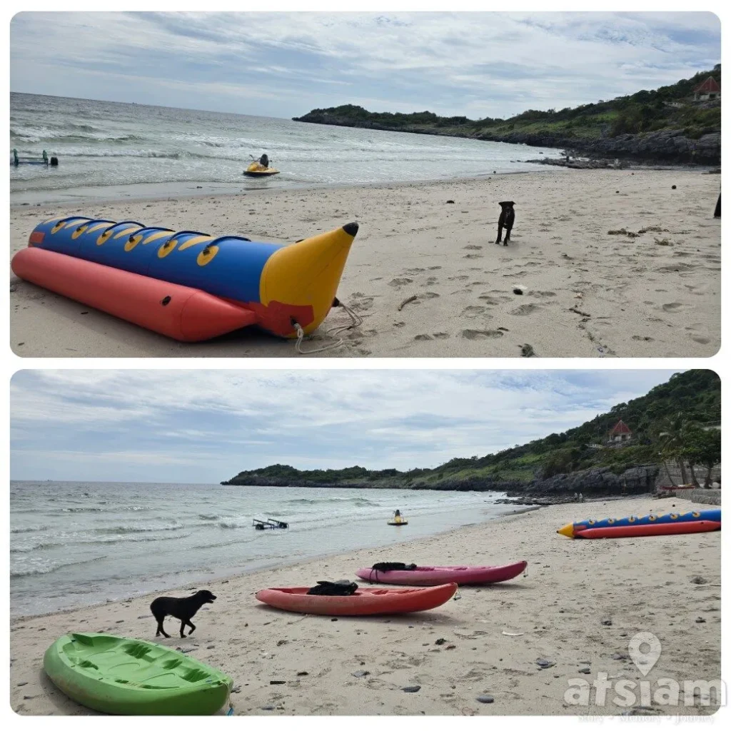 หาดถ้ำพัง เกาะสีชัง หาดโค้งสวย น้ำใส เล่นน้ำได้