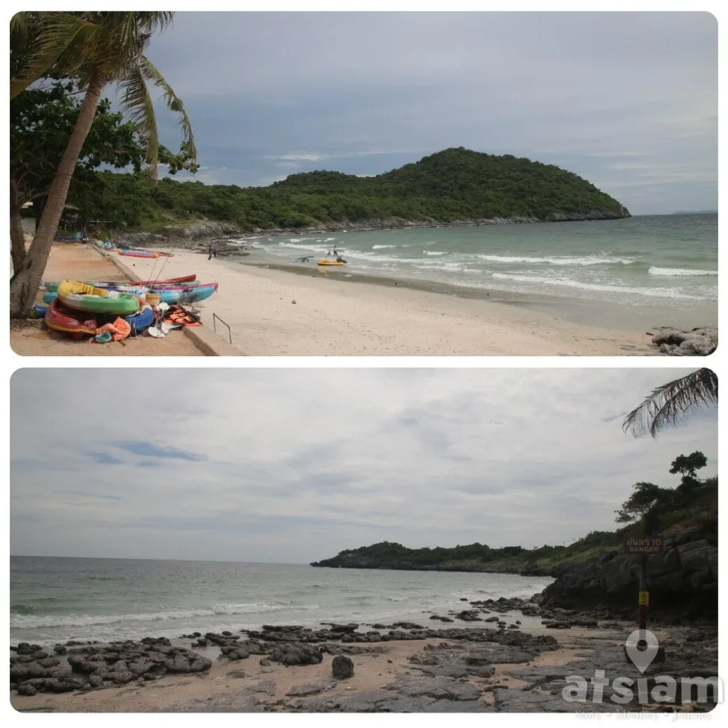 หาดถ้ำพัง เกาะสีชัง หาดโค้งสวย น้ำใส เล่นน้ำได้