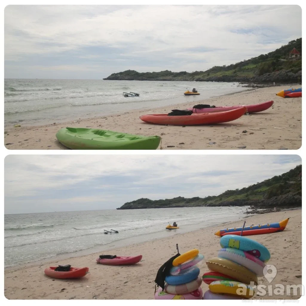 หาดถ้ำพัง เกาะสีชัง หาดโค้งสวย น้ำใส เล่นน้ำได้