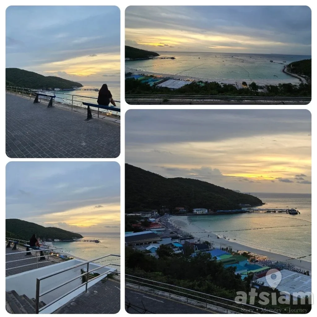 จุดชมวิวหาดตาแหวน เกาะล้าน มุมเดียวหลายอารมณ์ บ่ายก็สวย ค่ำก็ละมุน